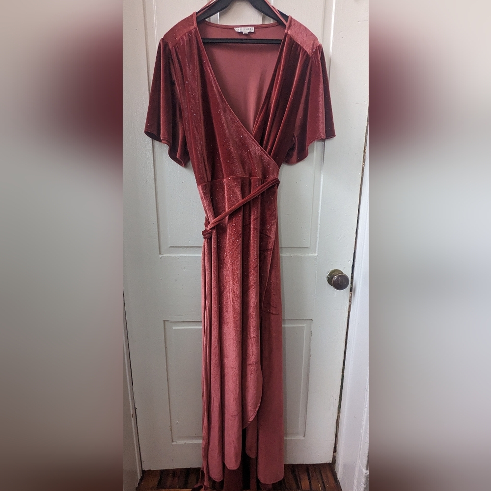 Baltic Born Bridesmaid Velvet Wrap Maxi Dress